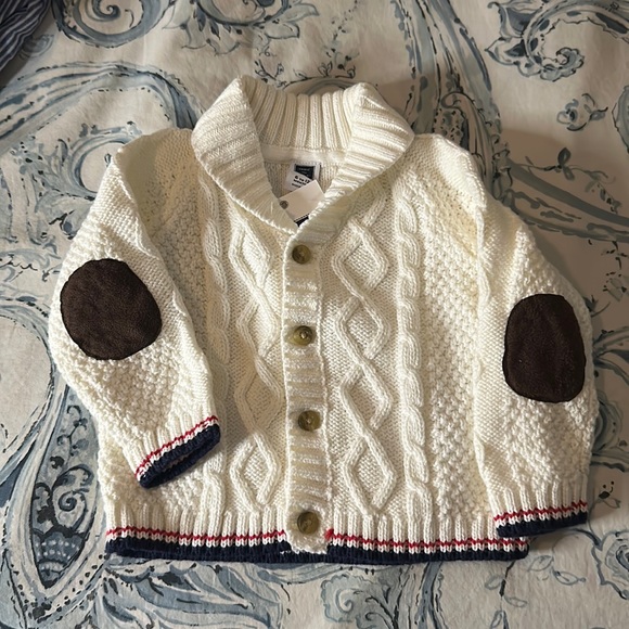 NWT🚀 Janie and Jack sweater with red and navy piping sz 6-12months - Picture 1 of 3